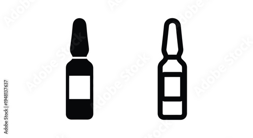 Two black and white icons depicting small bottles or vials