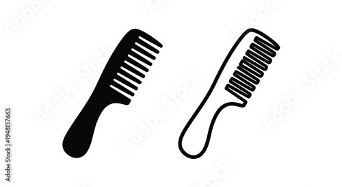 Two black combs with different designs displayed on a white background