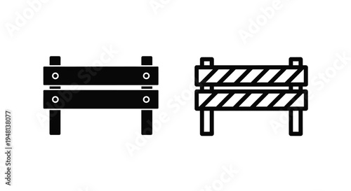 Two black and white barrier icons one solid and one striped