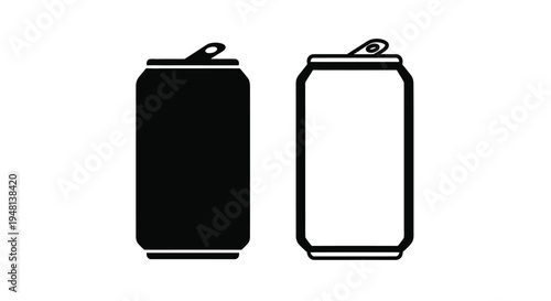 Two soda cans depicted in black fill and outline styles