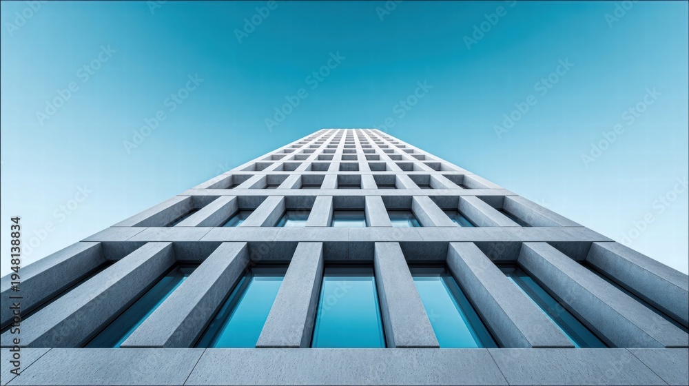 Obraz premium Modern architectural view of a high-rise building against a clear sky