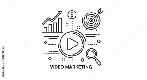 Video Marketing Play Button Icon Set.