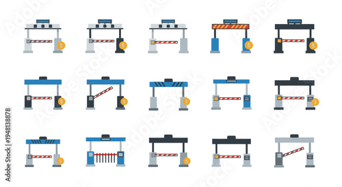 Collection of Various Turnstile Gate Designs with Different Styles and Colors.
