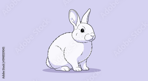 Cute white rabbit drawn in a simple, minimalist style.