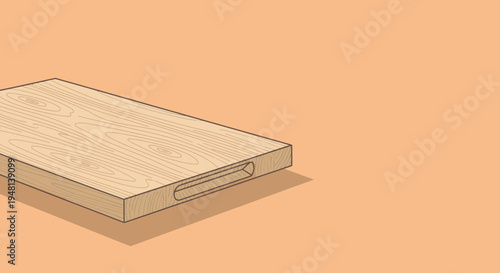 Simple Wooden Cutting Board Illustration