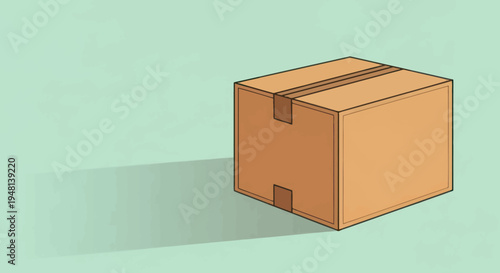 A simple brown cardboard box standing on a light green background.