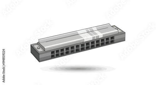Vector illustration of a classic harmonica musical instrument.