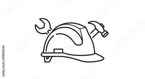 Construction Hard Hat with Tools.