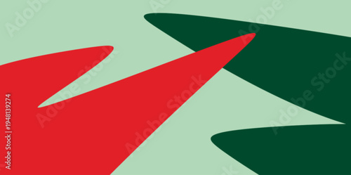 Sharp Angular Geometric Intersection Background. Edgy vector illustration featuring sharp asymmetric red and green shapes that provide a unique and contemporary aesthetic to projects.
