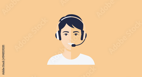 Friendly Customer Support Agent Wearing Headset with Microphone