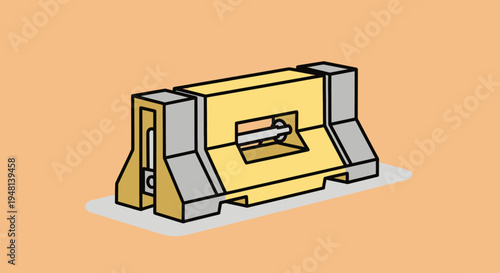 Illustration of a yellow and gray concrete barrier