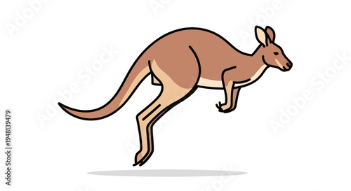 A stylized kangaroo leaps across a white background.