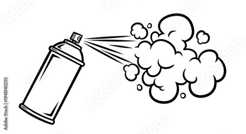 Illustration of a Spray Can Releasing Aerosol Cloud.