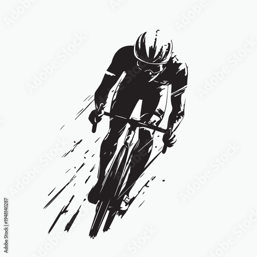 vector illustration of a silhouette of a racing cyclist