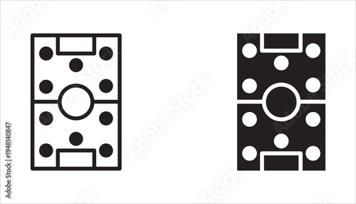 Football field icon set. Simple black vector. Editable white background.