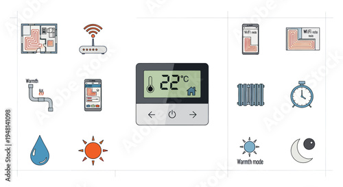 Digital Thermostat Displaying Temperature with Control Buttons.