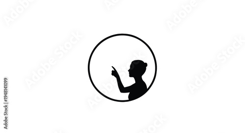 woman silhouette holding smartphone in circle