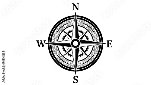 Compass Rose Icon, Navigation Tool, Cardinal Directions, North, South, East, West