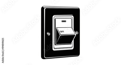 Black and white illustration of a light switch in the off position.