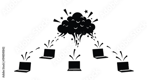 concept of data transfer between laptops