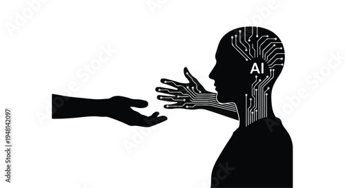 Artificial intelligence and human interaction concept