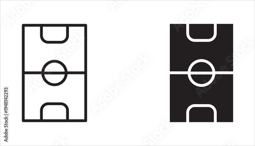 Football field icon set. Simple black vector. Editable white background.