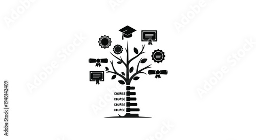 Education and learning concept with tree growing from books