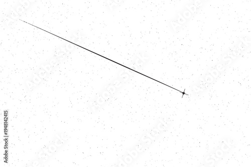 Realistic shooting star leaving vector background. A thin white trail line across the solid black starfield. 