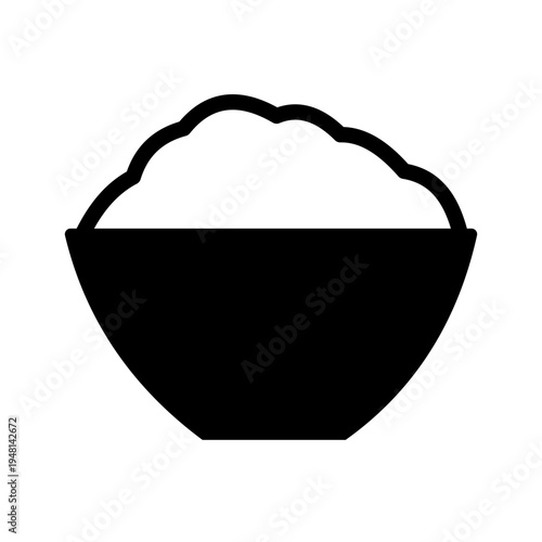 Cooked Rice Icon Isolated on White Background – Minimal Food Symbol
