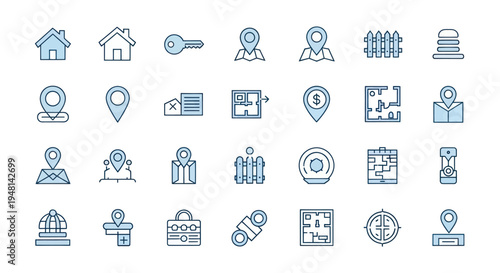 Set of location and property related icons