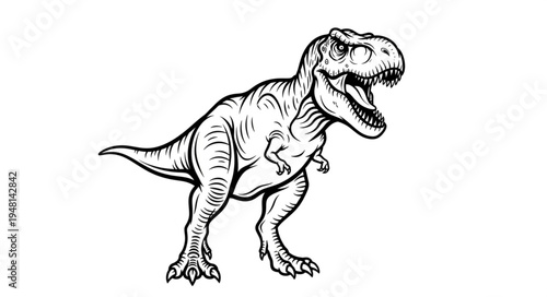 Detailed Line Art Depiction of a Tyrannosaurus Rex.