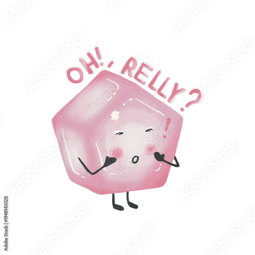Cute Pink Pentagon Character Saying Oh Really Funny Reaction Quote