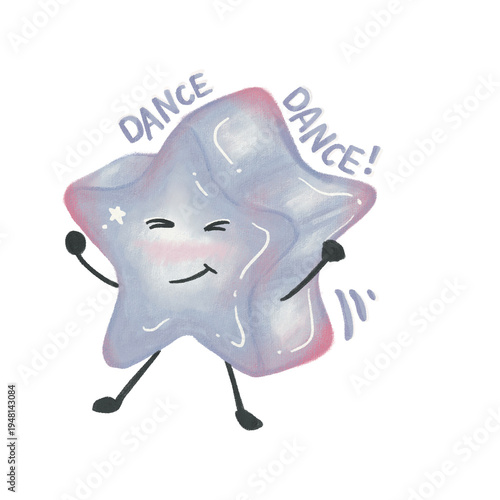Cute Star Character Dancing With Dance Dance Happy Quote