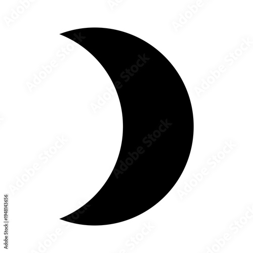 Crescent Moon Icon Isolated on White Background – Minimal Night Symbol