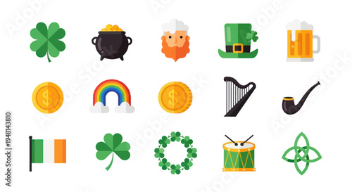 St patricks day icon set