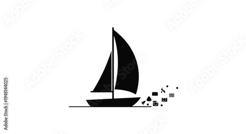 sailing boat icon vector graphic