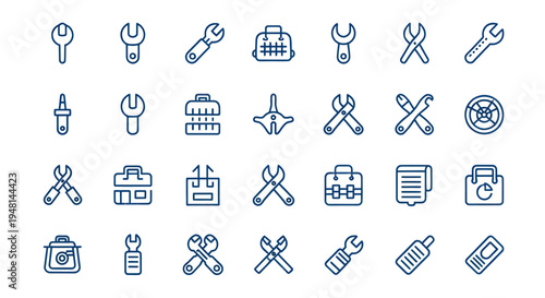 Tool set icons repair and maintenance