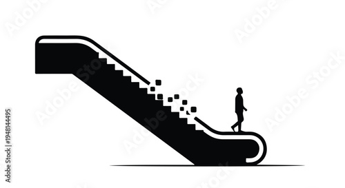 person going down escalator steps alone isolated