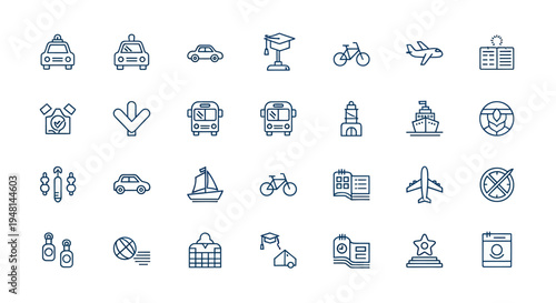 Transportation and travel icon set