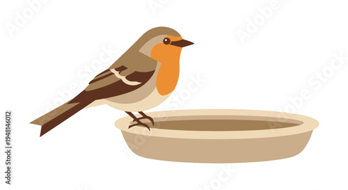 Bird Standing on a Bowl.