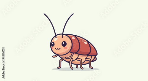 Smiling Cartoon Cockroach Character Illustration.