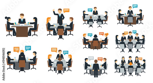 Business people talking in office meeting.