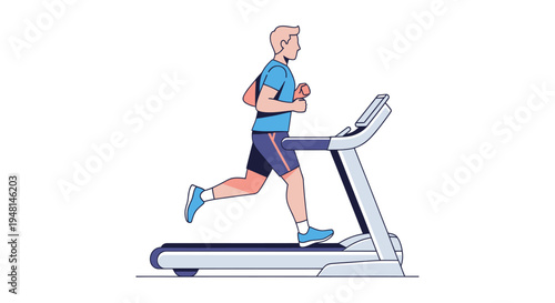 Man Running on Treadmill Machine.