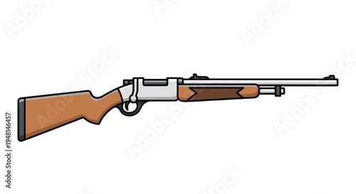 Rifle with brown wooden stock.
