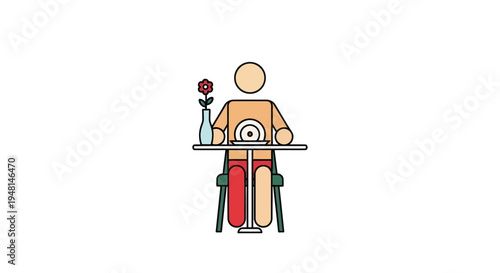 Person sitting at a table alone.