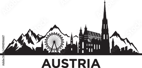 Stunning Austrian cityscape with mountains and Ferris wheel