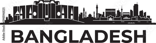Modern Bangladesh cityscape skyline with iconic buildings