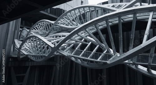 Geometric DNA Helix as Architectural Glass Bridge