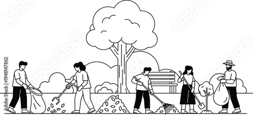 people cleaning park