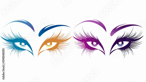 A stylized illustration features four pairs of eyes with varying colors